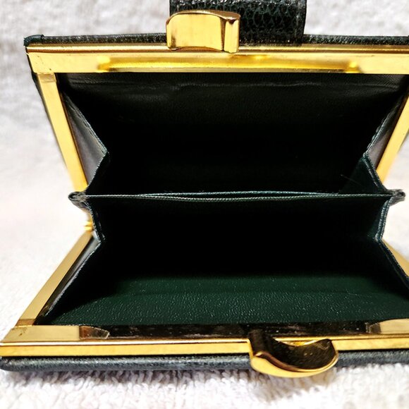 Givenchy Bifold Wallet with Kisslock Dark Green Leather - Picture 6 of 11